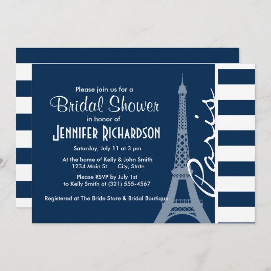 Parijs; donkere middernacht blauwe horizontale str kaart (Voorkant / Achterkant)