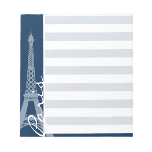 Parijs; Donkere Midnight Blue Horizontale Stripes Notitieblok
