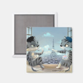 Parijs door Day Square Magnet 2 inch (Voorkant / Achterkant)