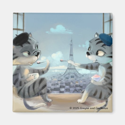 Parijs door Day Square Magnet 2 inch (Voorkant)