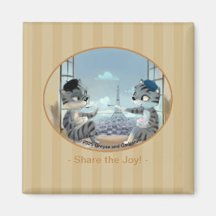 Parijs door Day Square Magnet 2 inch - Joy