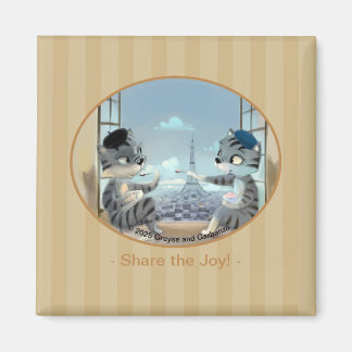 Parijs door Day Square Magnet 2 inch - Joy