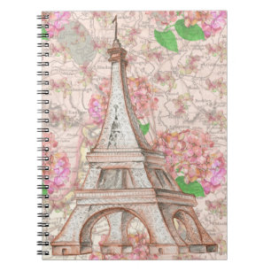 Parijs dromen in roze bloemen notitieboek