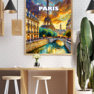 Parijs, een lichtsporenstad perfect poster