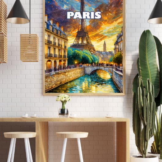 Parijs, een lichtsporenstad perfect poster