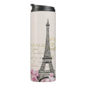 Parijs Eifel Tower Square  Roze Rozen Kunst Thermosbeker (Geroteerd rechts)