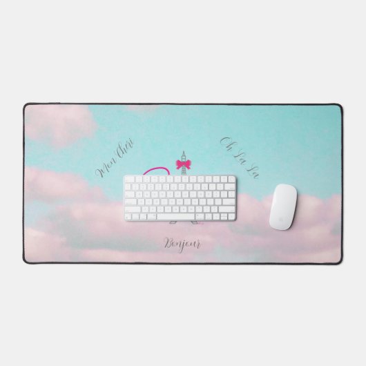 Parijs, Eiffel Bonjour Frans Sierkussen Bureaumat (Keyboard & Muis)