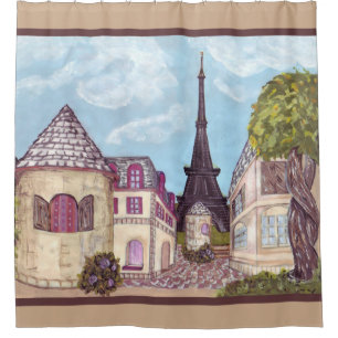 Parijs Eiffel geïnspireerd landschap tan badgordij Douchegordijn