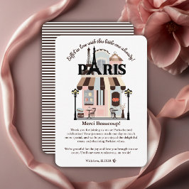 Parijs Eiffel in Love French Cafe Baby shower Bedankkaart