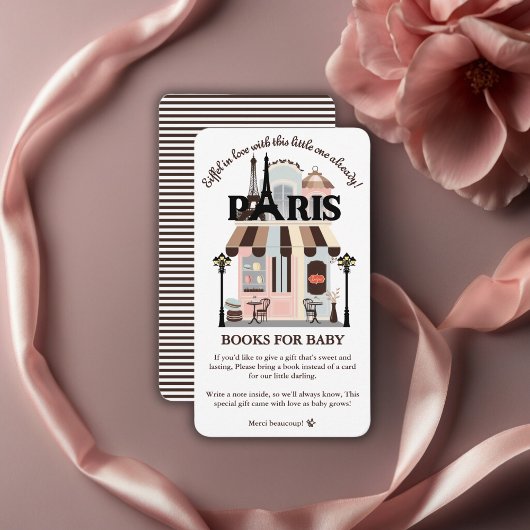 Parijs Eiffel in Love French Cafe Baby shower Informatiekaartje