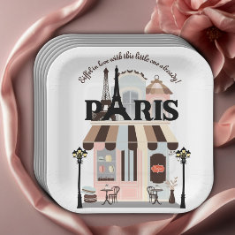 Parijs Eiffel in Love French Cafe Baby shower Papieren Bordje