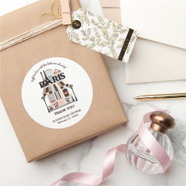 Parijs Eiffel in Love French Cafe Baby shower Ronde Sticker