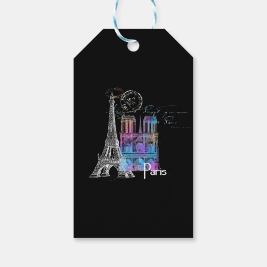Parijs Eiffel Notre Dame Rainbow Bedankt Cadeau La Cadeaulabel (Achterkant)