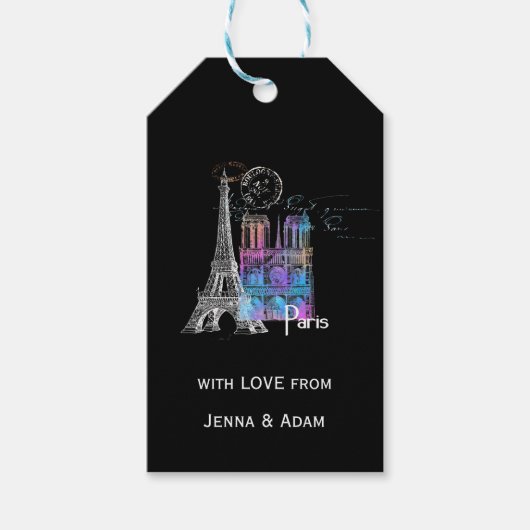 Parijs Eiffel Notre Dame Rainbow Frans cadeau Labe Cadeaulabel (Voorkant)