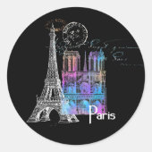 Parijs Eiffel Notre Dame Rainbow Franse Sticker (Voorkant)