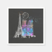 Parijs Eiffel Notre Dame Regenboog Frans servet (Voorkant)
