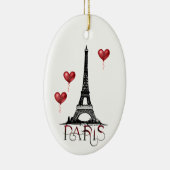 Parijs, Eiffel Tower en Red Balloons Kerstmis Keramisch Ornament (Rechts)