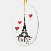 Parijs, Eiffel Tower en Red Balloons Kerstmis Keramisch Ornament (Links)