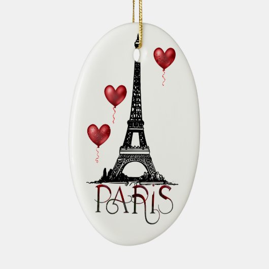 Parijs, Eiffel Tower en Red Balloons Kerstmis Keramisch Ornament (Rechts)