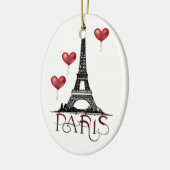 Parijs, Eiffel Tower en Red Balloons Kerstmis Keramisch Ornament (Links)