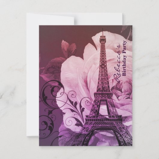 parijs eiffel tower floral - verjaardag kaart (Voorkant)