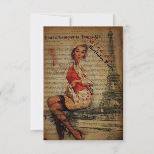 parijs eiffel tower girly parisian - verjaardag kaart (Voorkant)