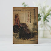 parijs eiffel tower girly parisian - verjaardag kaart (Staand voorkant)