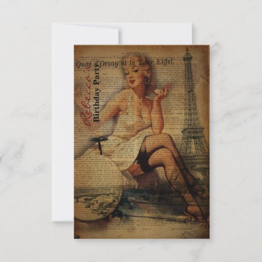 parijs eiffel tower girly parisian - verjaardag kaart (Voorkant)