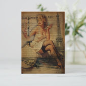 parijs eiffel tower girly parisian - verjaardag kaart (Staand voorkant)