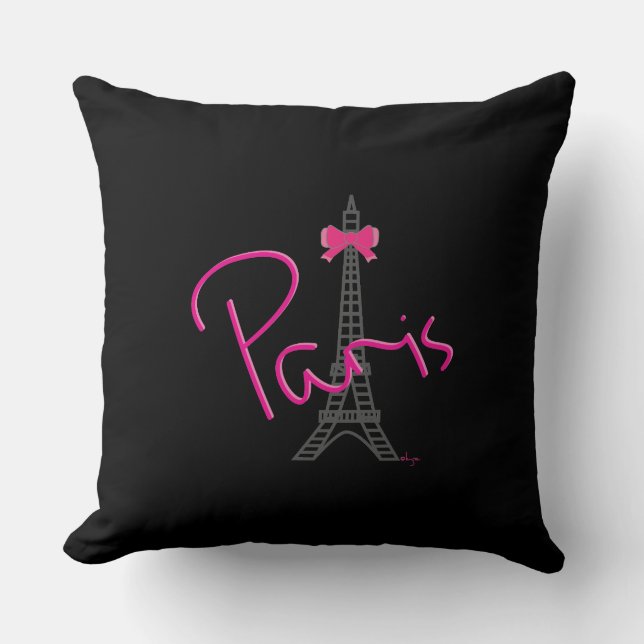 Parijs, Eiffel Tower met roze Bow Kussen (Voorkant)