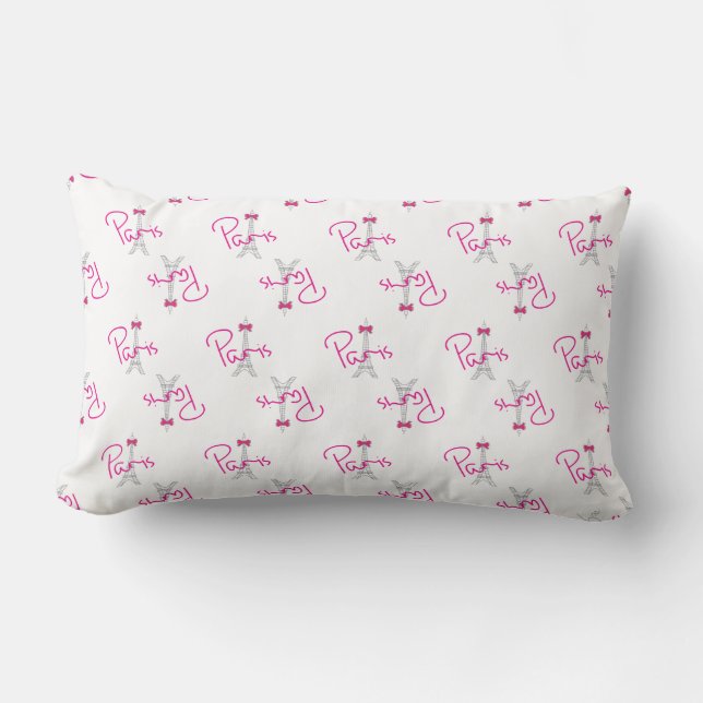 Parijs, Eiffel Tower met roze Bow Kussen (Voorkant)
