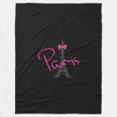 Parijs, Eiffel Tower met roze Bow zwart Fleece Deken (Voorkant)
