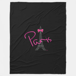 Parijs, Eiffel Tower met roze Bow zwart Fleece Deken