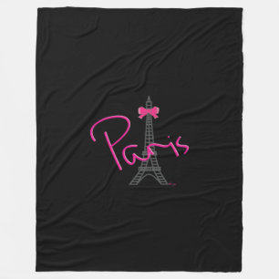 Parijs, Eiffel Tower met roze Bow zwart Fleece Deken