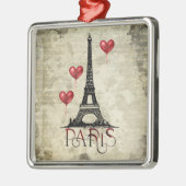 Parijs, Eiffel Tower Red Heart-ballonnen kerst Metalen Ornament (Links)