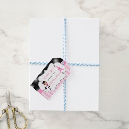 Parijs Eiffeltoren Afro-Amerikaans meisje Cadeaulabel (Met Touw)