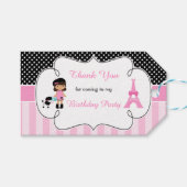 Parijs Eiffeltoren Afro-Amerikaans meisje Cadeaulabel (Voorkant (Horizontaal))