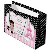 Parijs Eiffeltoren Afro-Amerikaans meisje Groot Cadeauzakje (Voorkant Gekanteld)