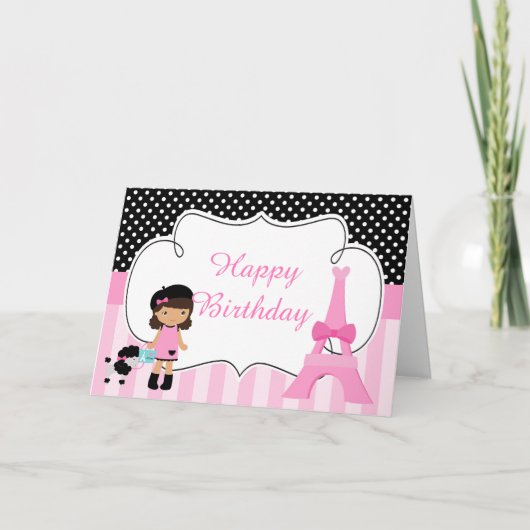 Parijs Eiffeltoren Afro-Amerikaans meisje Kaart (Voorkant)