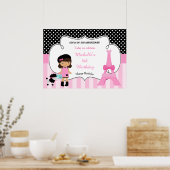 Parijs Eiffeltoren Afro-Amerikaans meisje Poster (Keuken)