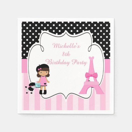 Parijs Eiffeltoren Afro-Amerikaans meisje Servet (Voorkant)