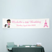 Parijs Eiffeltoren Afro-Amerikaans meisje Spandoek (Beurs)