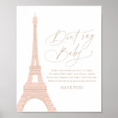 Parijs Eiffeltoren Baby shower Zeg geen Baby-teken Poster (Voorkant)
