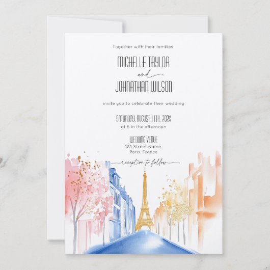 Parijs Eiffeltoren bestemming bruiloft Kaart (Voorkant)
