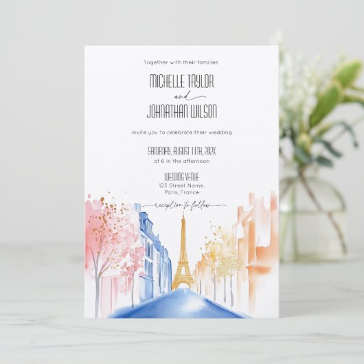 Parijs Eiffeltoren bestemming bruiloft Kaart (Staand voorkant)