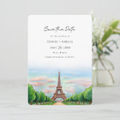 Parijs Eiffeltoren bestemming bruiloft Save The Date (Staand voorkant)