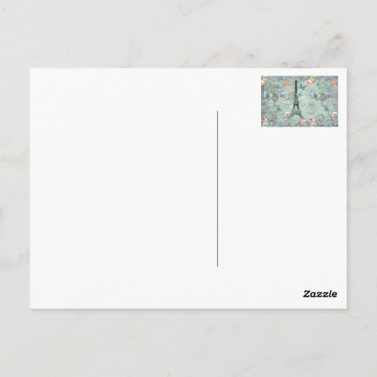 Parijs-Eiffeltoren-Bloem-Floral--Rozen Briefkaart (Achterkant)