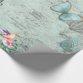 Parijs-Eiffeltoren-Bloem-Floral--Rozen Cadeaupapier (Hoek)