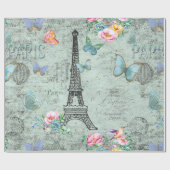 Parijs-Eiffeltoren-Bloem-Floral--Rozen Cadeaupapier (Vlak)