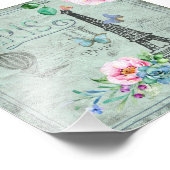 Parijs-Eiffeltoren-Bloem-Floral--Rozen Foto Afdruk (Hoek)